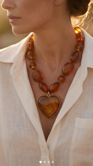 COLLAR CORAZON CARAMELO