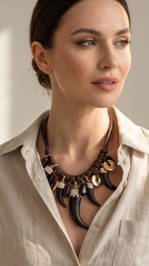 COLLAR CUERNO MARRON